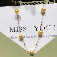 NYMPH-collar de perlas de mar Natural para mujer, joyería de oro de 18K, cadena de oro puro AU750, bola redonda para mujer, Buen regalo de boda X501 2024 - compra barato