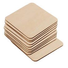 10pk Unfinished Wood Slices Square Wooden Craft Blank DIY Projects 2024 - buy cheap