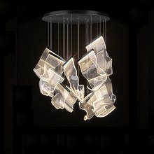 Luminária led pós-moderna, pendente, em papel, com suspensão, para sala de jantar 2024 - compre barato