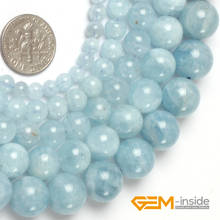 Natural Stone Blue Aquamarines Round Loose Spacer Accessorries Beads For Jewelry Making Strand 15 inch DIY Gifts For Women 2024 - buy cheap