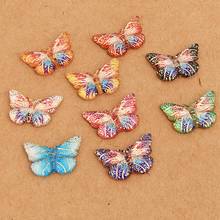BOLIAO-mariposa brillante de colores, 15 Uds., 15x23mm, pegamento trasero plano de resina en bolsas/ropa, accesorios para el hogar, decoración R387 2024 - compra barato