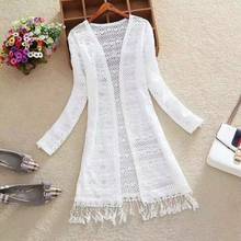 Summer Hollow Out Crochet Lace Cardigan Women Long Sunscreen Shirts Women Casual Solid Color Thin Long Sleeve Blouse Tops L490 2024 - buy cheap