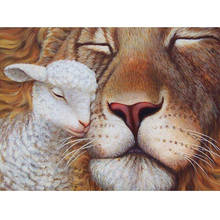 100% Full 5D Diy Daimond Painting Lion&Sheep Diamond mosaic full Round Rhinestone Diamond Painting Embroidery Animals decoration 2022 - buy cheap