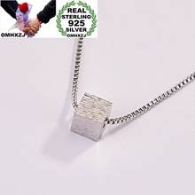 OMHXZJ Wholesale European Fashion Woman Girl Party Birthday Wedding Gift Simple Cube S925 Sterling Silver Pendant Necklace NA270 2024 - buy cheap