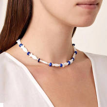 Exquisite Stone Short Necklace Bohemian Classic White Blue Strand Charm Choker Fashion Statement Colar Feminino Christmas Gift 2024 - buy cheap