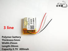 10pcs/lot 3 line Good Qulity 3.7V,400mAH,502530 Polymer lithium ion / Li-ion battery for TOY,POWER BANK,GPS,mp3,mp4 2024 - buy cheap