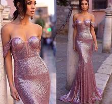 Sexy Sequined Mermaid Prom Dresses Long Off Shoulder Wedding Party Dress Sweep Train Formal Dress Evening Gowns vestidos robe 2024 - buy cheap