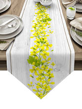 Yellow Flower Green Plant Texture Table Runners Kitchen Dining Tablecloths Wedding Party Table Decoration Table Runner 2024 - buy cheap