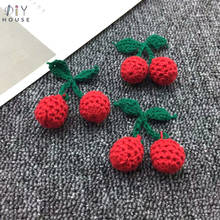 10Pcs Cotton Knitting Wool Green Leaf Cherry DIY Craft Girl Earrings Pendant Hair Accessories Hat Bag Key Ring Decor Materials 2024 - buy cheap