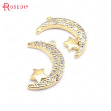 (39629)4PCS 10x20MM 24K Gold Color Brass and Zircon Star and Moon Charms Pendants Jewelry Making Supplies Findings Accessories 2024 - buy cheap