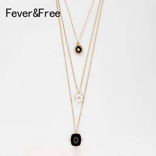 Fever&Free Vintage Black Pendant Necklace Long Chain Multi Layer Charm Statement Necklace For Women Trend Jewelry Wholesale Gift 2024 - buy cheap