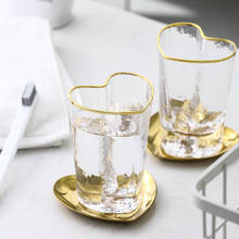 Набор чашек для ванной комнаты в форме сердца, набор стеклянных чашек для мытья, золотой лоток для хранения, чашка для зубной щетки, ведро для зубов, креативный милый 2024 - купить недорого