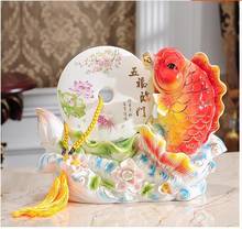 Modern Luxury Lucky Fish Ceramic Sculpture Ornaments Home Furnishing Crafts Decoration Office Room Desk Figurines Accessories 2024 - buy cheap