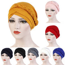 Turbante feminino de algodão elástico, turbante para cabeça, cachecol de turbante muçulmano, acessórios para cabelo 2024 - compre barato