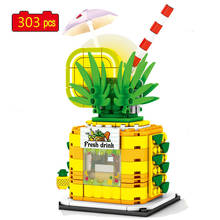 City Street View Series Amusement Park Mini Pineapple House Flower Shop Ice Cream House Building Blocks Bricks Toys Gifts 2024 - buy cheap