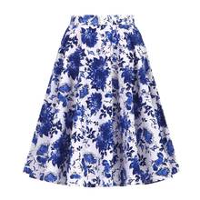 Summer 50s High Waist Skirt Ladies Retro Skirts Floral Printed Elegant A Line Womens Casual Skirt 2024 - buy cheap