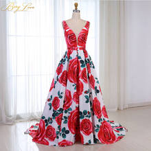 Red Floral Evening Dress 2020 Pattern Long V Neck Colorful Prom Dress Formal Party Gown Abendkleider 2020 Vestido robe de soiree 2024 - buy cheap