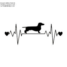 Volkrays Fashion Car Sticker Dachshund Heartbeat Accessories Reflective Waterproof Sunscreen Vinyl Decal Black/Silver,6cm*19cm 2024 - buy cheap