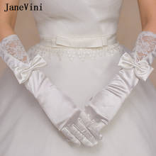 Luvas de cetim longas com laço de borboleta, princesa, casamento, acessório de noiva, elegante branco 2024 - compre barato