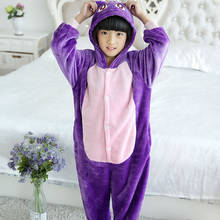 Зимние фланелевые мягкие фиолетовые кигуруми в виде Луны, кота, пижамы с капюшоном в виде животных, Мультяшные пижамы для мальчиков, комбинезоны, пижамы для девочек, детские пижамы 2024 - купить недорого