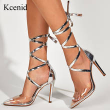 Kcenid-Sandalias de tacón alto para mujer, zapatos sexys transparentes con punta puntiaguda, para fiesta y noche, con correa en el tobillo 2024 - compra barato