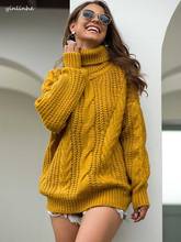 Yinlinhe Amarelo Nó da Torção Inverno Mulheres Camisola de Gola Alta Manga Longa Pulôveres Quentes Mulheres Moda Malha Jumpers Roupas 1225 2024 - compre barato