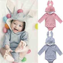 Sudadera con capucha de manga larga para bebé recién nacido, mono Unisex con bolsillo y Orejas de conejo en 3d, de 0 a 24 meses 2024 - compra barato
