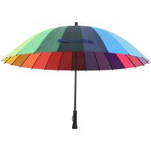24K Rib Color Rainbow Fashion Long Handle Straight Anti-Uv Sun/Rain Stick Umbrella Manual Big Parasol 2024 - buy cheap