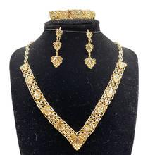 Conjunto de joias africanas douradas, colar/pingente/brincos para casamento feminino 2024 - compre barato