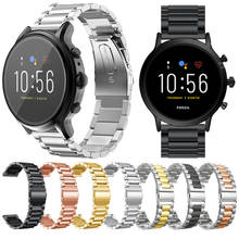 Pulseira de aço inoxidável para smart watch fossil gen 4 q, pulseira substituível gen5 5, 22mm 2024 - compre barato