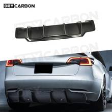 Dry Carbon Rear Diffuser Lip Spoiler for Tesla Model 3 Sedan 2018 2019 2020 FRP Fins Shark Style Back Bumper Guard Car Styling 2024 - buy cheap