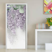 Wisteria Flower обои 3D наклейки на двери для гостиной спальни ПВХ самоклеющиеся водонепроницаемые съемные двери Фреска художественная наклейка 2024 - купить недорого