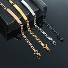 Zorcvens personalizado link chain pulseiras gravar nome data id pulseira prata cor de aço inoxidável gravar pulseiras para mulher 2024 - compre barato