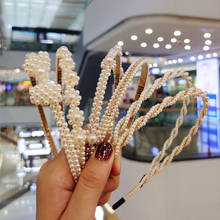 Elegant Simulation Pearl Headband For Women Girl Cute Headbands Bow Flower Pearl Beads Hair Hoops Hair Bands Hair Accessories 2024 - buy cheap