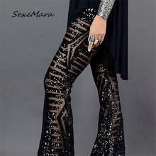 2020 Summer Sexy Party Dancing Pants Women Pants Loose Wide Leg Pants Casual Sequined 2024 - compre barato