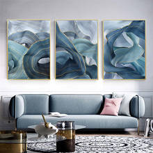 Blue Gold Ring Canvas Art Modern Posters Prints Wall Pictures for Living Room Luxury Home Decor 3D Wall Art Paintings Home Decor 2024 - buy cheap