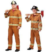 Fantasia bombeiros halloween, fantasia para adultos e crianças, uniforme de bombeiros, equipamento de segurança 2024 - compre barato