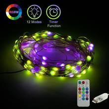 Guirnalda de luces LED de colores con Control remoto, lámpara de hadas con cable de cobre, alimentada por USB, para decoración del hogar, Navidad, boda y fiesta 2024 - compra barato