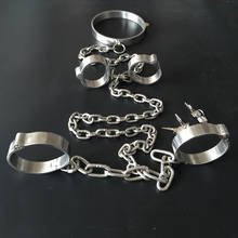 Stainless Steel Lockable Bondage Neck Collar Handcuffs Ankle Cuff Restraints Fetish BDSM Sex Toys For Women Man Couples 2024 - buy cheap