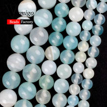 Natural Light Blue Agates Stone Round for Jewelry Making 6mm-10mm Spacer Beads Diy Bracelet Necklace Accessories Wholesale 15" 2024 - buy cheap