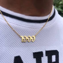 Personalized Old English Number Necklaces Year Number Pendant Stainless Steel  Necklaces Gift BFF Custom Choker Kolye 2024 - buy cheap