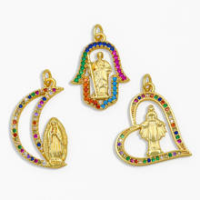 OCESRIO DIY Rainbow Virgin Mary Pendant Fatima Hand Necklace Pendant Supplies For Handmade Jewelry Making Accessories pdta167 2024 - buy cheap