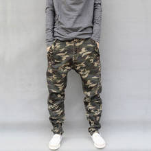 Джинсы мужские камуфляжные большого размера, повседневные свободные Стрейчевые брюки в стиле хип-хоп, стиль раньше 2024 - купить недорого