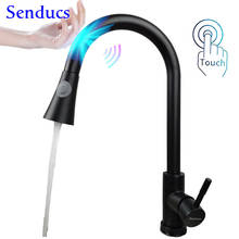 Touch Faucet Senducs Sensor Pull Out Kitchen Faucet Black Bronze Kitchen Mixer Tap Stainless Steel Touch Sensor Kitchen Faucets 2024 - buy cheap
