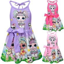 Новинка, модное летнее платье Lol Surprise Doll для девочек с героями мультфильмов, детская юбка на бретельках, юбка с вырезами на спине для девочек, одежда для девочек 2022 - купить недорого