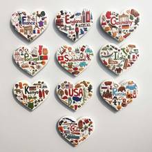 USA Jermany France Fridge Magnets Decor Tourism Souvenir Handicraft Heart Magnetic Refrigerator Sticker Magnet Cute Gift Ideas 2024 - buy cheap