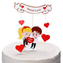 Love Heart Wedding Cake Topper Set Sweet Lovers Cupcake Topper For Anniversary Valentine's Day Wedding Party Cake Decorations 2024 - buy cheap