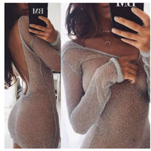 Vestido corto transparente de malla transparente para mujer, minivestido Sexy con escote en V, espalda descubierta 2024 - compra barato