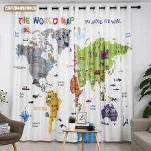 Cute Cartoon Color World Map Shade Curtains for Living Dining Room Bedroom. 2024 - buy cheap