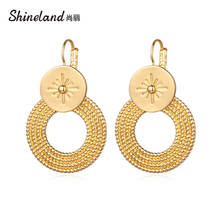 Shineland Statement Big Metal Circle Round Drop Earrings Bohemian Vintage Gold Color Brincos Femme Fashion Jewelry New 2021 2024 - buy cheap